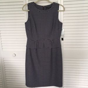 Eli Tahari Blue and White Polka Dot Dress